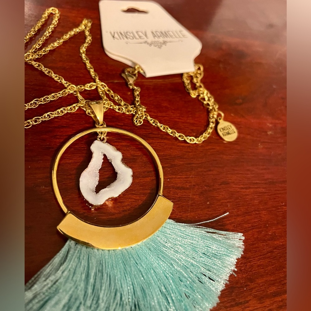 New Kinsley Armelle Mint Fringe Necklace